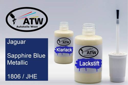 Jaguar, Sapphire Blue Metallic, 1806 / JHE: 20ml Lackstift + 20ml Klarlack - Set, von ATW Autoteile West.